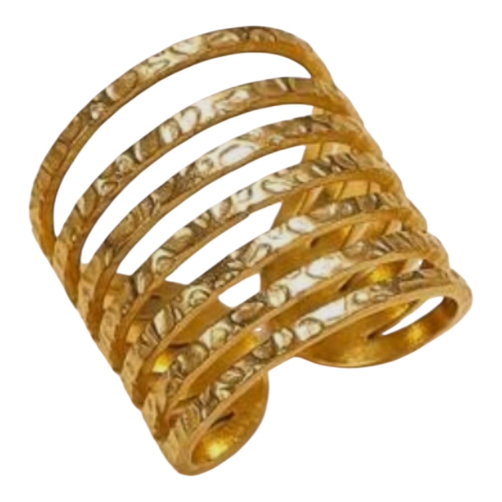 Gold Spiral Helix Ring with Polished Finish